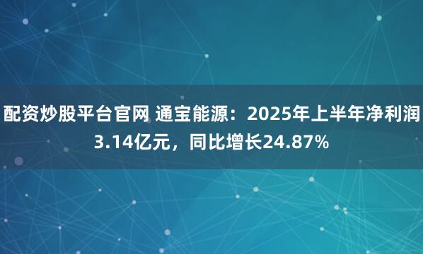 配资炒股平台官网 通宝能源：2025年上半年净利润3.14亿元，同比增长24.87%