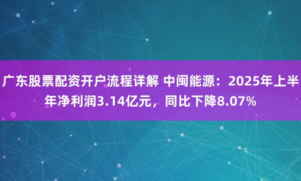 广东股票配资开户流程详解 中闽能源：2025年上半年净利润3.14亿元，同比下降8.07%